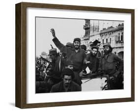 Fidel Castro, with His Fellow Revolutionaries, Entering Havana on January 8, 1959-null-Framed Photo