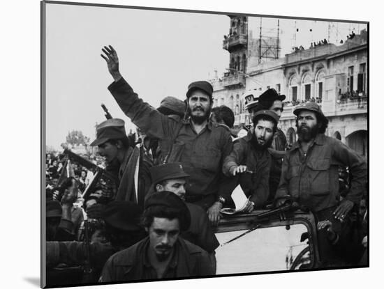 Fidel Castro, with His Fellow Revolutionaries, Entering Havana on January 8, 1959-null-Mounted Photo