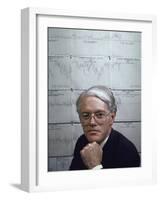 Fidelity Magellan Fund Manager Peter Lynch in Front of Graph of American Stock Prices-null-Framed Photographic Print