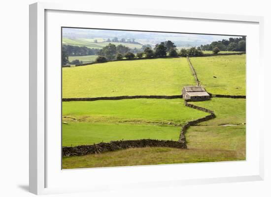 Field Barn and Dry Stone Walls in Crummack Dale, Yorkshire, England, United Kingdom, Europe-Mark Sunderland-Framed Photographic Print