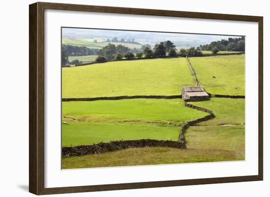 Field Barn and Dry Stone Walls in Crummack Dale, Yorkshire, England, United Kingdom, Europe-Mark Sunderland-Framed Photographic Print