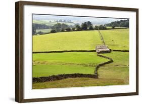 Field Barn and Dry Stone Walls in Crummack Dale, Yorkshire, England, United Kingdom, Europe-Mark Sunderland-Framed Photographic Print