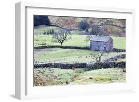 Field Barn and Dry Stone Walls in Garsdale-Mark-Framed Photographic Print