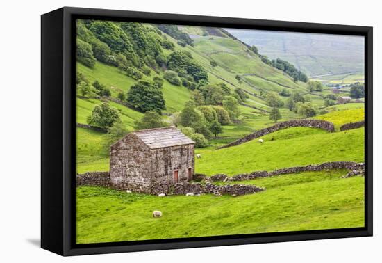 Field Barn Below Kisdon Hill Near Angram in Swaledale-Mark Sunderland-Framed Stretched Canvas