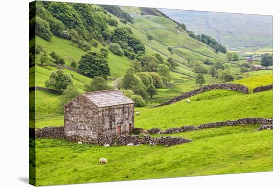 Field Barn Below Kisdon Hill Near Angram in Swaledale-Mark Sunderland-Stretched Canvas