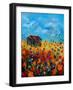 Field Flowers And Old Barn - Poppies-Pol Ledent-Framed Art Print