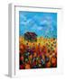 field flowers and old barn-Pol Ledent-Framed Art Print