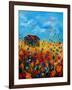 field flowers and old barn-Pol Ledent-Framed Art Print