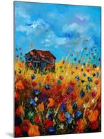 field flowers and old barn-Pol Ledent-Mounted Art Print