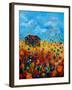 field flowers and old barn-Pol Ledent-Framed Art Print