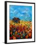 field flowers and old barn-Pol Ledent-Framed Art Print