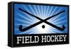 Field Hockey Crossed Sticks Blue Sports-null-Framed Stretched Canvas