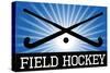 Field Hockey Crossed Sticks Blue Sports-null-Stretched Canvas