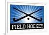 Field Hockey Crossed Sticks Blue Sports-null-Framed Art Print