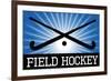 Field Hockey Crossed Sticks Blue Sports-null-Framed Art Print