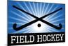 Field Hockey Crossed Sticks Blue Sports-null-Mounted Poster