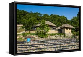 Field in Front of Traditional Wooden Houses in the Yangdong Folk Village Near Gyeongju-Michael-Framed Stretched Canvas