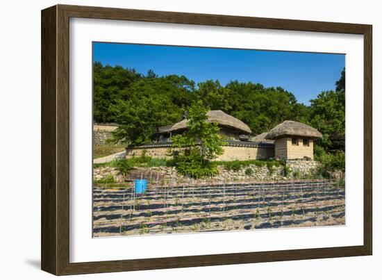 Field in Front of Traditional Wooden Houses in the Yangdong Folk Village Near Gyeongju-Michael-Framed Photographic Print