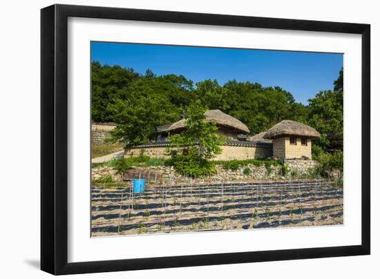 Field in Front of Traditional Wooden Houses in the Yangdong Folk Village Near Gyeongju-Michael-Framed Photographic Print