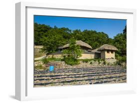 Field in Front of Traditional Wooden Houses in the Yangdong Folk Village Near Gyeongju-Michael-Framed Photographic Print