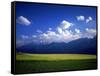 Field & Karwendel Mts, Aldrans, Tyrol, Austria-Walter Bibikow-Framed Stretched Canvas