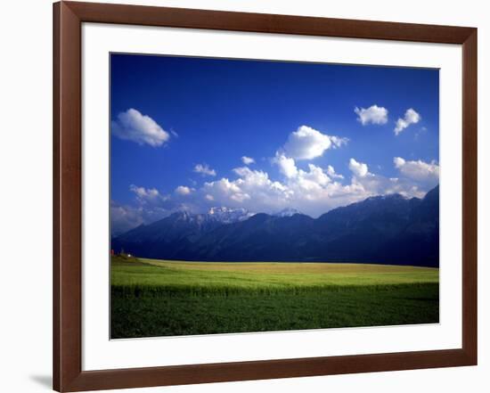 Field & Karwendel Mts, Aldrans, Tyrol, Austria-Walter Bibikow-Framed Photographic Print