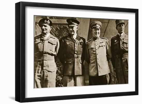 Field Marshal Montgomery, General Eisenhower, Marshal Zhukov, and General De Lattre De Tassigny-null-Framed Giclee Print