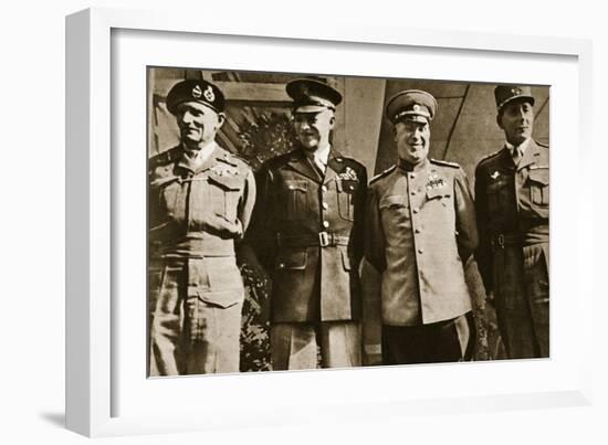 Field Marshal Montgomery, General Eisenhower, Marshal Zhukov, and General De Lattre De Tassigny-null-Framed Giclee Print