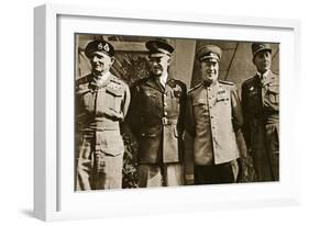 Field Marshal Montgomery, General Eisenhower, Marshal Zhukov, and General De Lattre De Tassigny-null-Framed Giclee Print