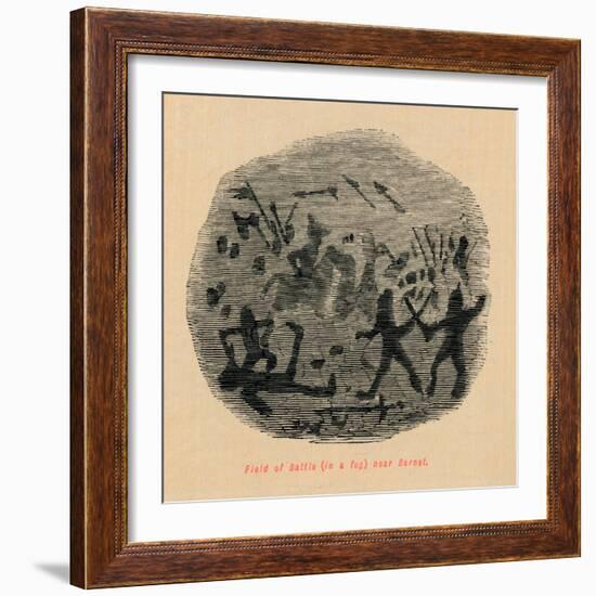 'Field of Battle (in a fog) near Barnet',-John Leech-Framed Giclee Print