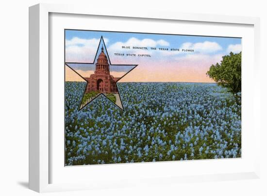 Field of Blue Bonnets, Texas State Flower-null-Framed Art Print