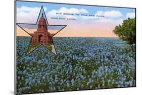 Field of Blue Bonnets, Texas State Flower-null-Mounted Art Print