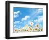 Field of Daisy Flowers against Blue Sky-Liang Zhang-Framed Photographic Print