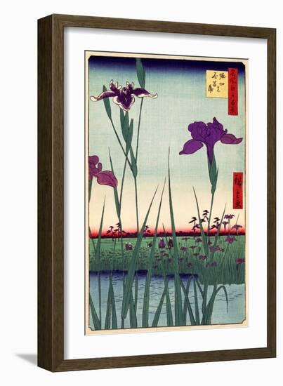 Field of Purple Irises Vintage Japanese Woodblock Print-null-Framed Art Print