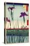 Field of Purple Irises Vintage Japanese Woodblock Print-null-Stretched Canvas