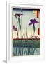 Field of Purple Irises Vintage Japanese Woodblock Print-null-Framed Art Print