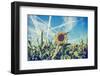 Field of Sunflowers with Contrails in A Blue Sky-Gajus-Framed Photographic Print