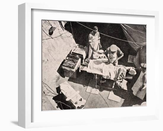 Field Surgery on Gallipoli Peninsula, Turkey, 1915, from 'The War Illustrated Album Deluxe',…-English School-Framed Giclee Print