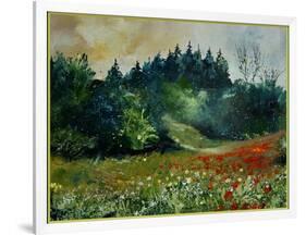 Field with Red Poppies and Daisies-Pol Ledent-Framed Art Print