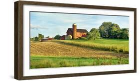 Field with silo and barn in the background, Ohio, USA-Panoramic Images-Framed Photographic Print