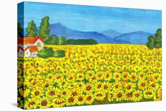 Field with Sunflowers-Iva Afonskaya-Stretched Canvas
