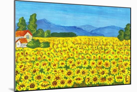 Field with Sunflowers-Iva Afonskaya-Mounted Art Print