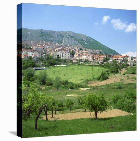 Fields Below the Town of Ortona Dei Marsi in Abruzzo, Italy, Europe-Tony Gervis-Stretched Canvas