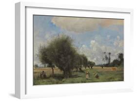 Fields Near Étampes, C.1855-60-Jean-Baptiste-Camille Corot-Framed Giclee Print