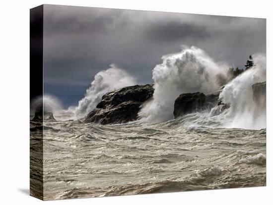 Fierce Lake Superior Waves Pound Minnesota's North Shore-Layne Kennedy-Stretched Canvas