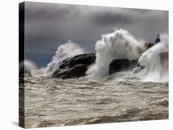 Fierce Lake Superior Waves Pound Minnesota's North Shore-Layne Kennedy-Stretched Canvas