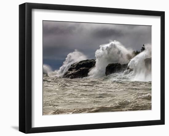 Fierce Lake Superior Waves Pound Minnesota's North Shore-Layne Kennedy-Framed Premium Photographic Print