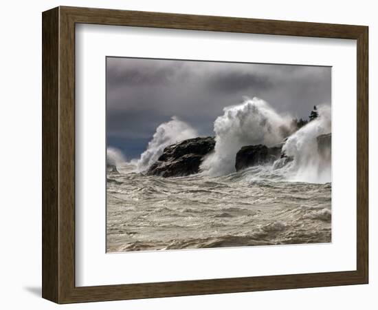 Fierce Lake Superior Waves Pound Minnesota's North Shore-Layne Kennedy-Framed Photographic Print