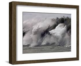 Fierce Lake Superior waves pound Minnesota's north shore-Layne Kennedy-Framed Photographic Print