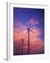 Fiery Cloud at Sunset with Power Generating Windmills, Walla Walla County, WA USA-Brent Bergherm-Framed Photographic Print